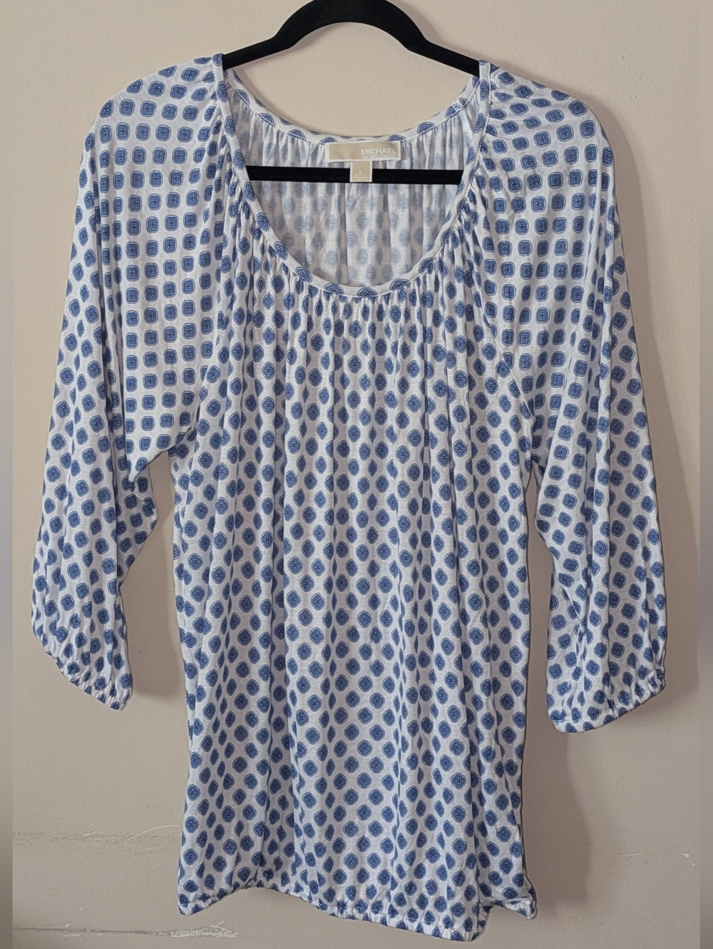 💙SALE💙MICHAEL Michael Kors Blue Patterned Scoop Neck Women’s Top